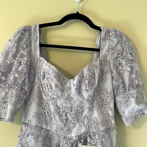 NWT Chi Chi London Lace Puff Sleeve Mini Dress Lilac Sz 4 Cottagecore Romantic - Picture 7 of 14